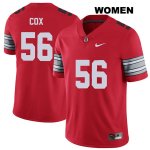 Women's NCAA Ohio State Buckeyes Aaron Cox #56 College Stitched 2018 Spring Game Authentic Nike Red Football Jersey FU20U13CN